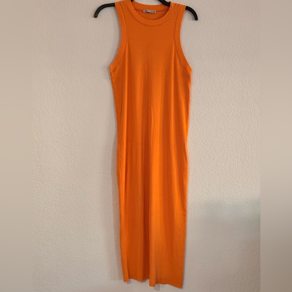 Zara Vibrant Orange Midi Dress